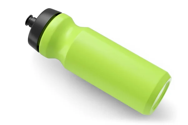 用于蛋白质饮料的绿色塑料运动振动器 在白色背景下分离 运动食品鸡尾酒容器三维渲染 — 图库照片
