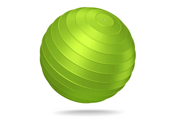 Grön Fitball Eller Fitness Boll Isolerad Vit Bakgrund Rendering Sportutrustning — Stockfoto
