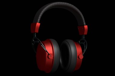 Siyah arka planda 3 boyutlu oyun kulaklığı tasarımı. Bulut oyunu ve oyun yayın hizmetleri kavramı