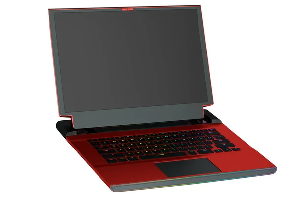 Рендеринг Современных Игр Красочный Ноутбук Белом Фоне Концепция Компьютерных Облачных — стоковое фото