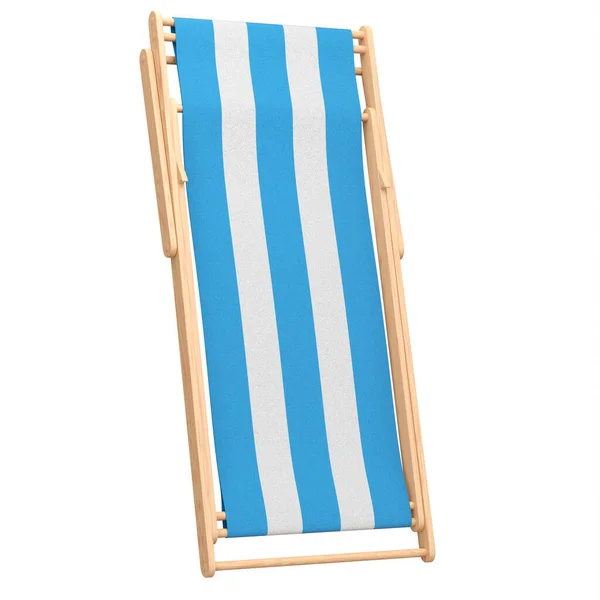 Blue striped beach chair isolated on white background. 3d rendering of beach and ocean vacations and summer getaways