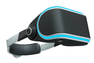 Beyaz arka planda izole edilmiş sanal gerçeklik gözlükleri. Artırılmış gerçeklikte veya sanal oyunlarda sanal tasarım için 3d gözlük oluşturma