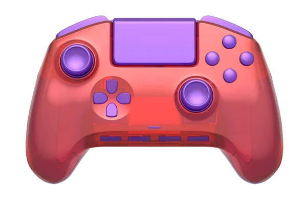 Реалистичный Джойстик Видеоигры Фиолетовой Хромовой Текстурой Выделенной Фиолетовом Фоне Визуализация — стоковое фото
