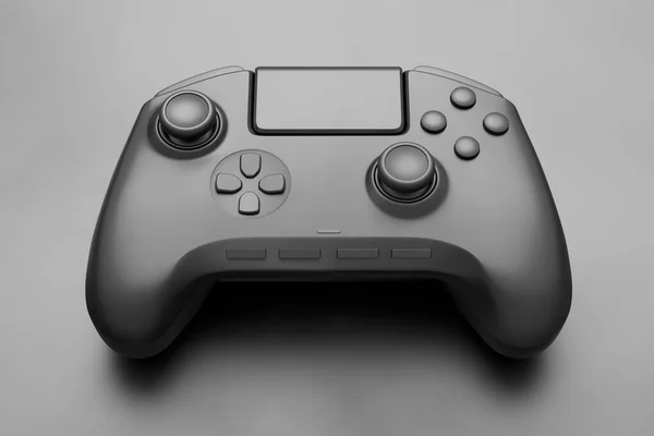 黒の背景に隔離された黒のクロムの質感と現実的なビデオゲームジョイスティック クラウドゲームやゲーマーのワークスペースのコンセプトのためのストリーミングギアの3Dレンダリング — ストック写真