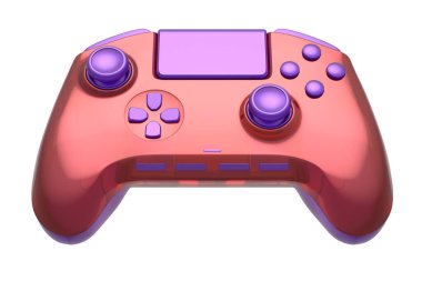 Menekşe arkaplanda mor renk desenli gerçekçi video oyunu joystick 'i. Bulut oyunu ve oyun alanı çalışma alanı konsepti için 3B yayın ekipmanı oluşturma