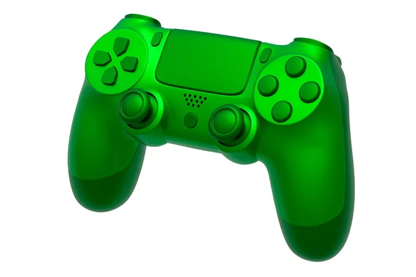 Realistic Video Game Joystick Green Chrome Texture Isolated White Background — Fotografia de Stock