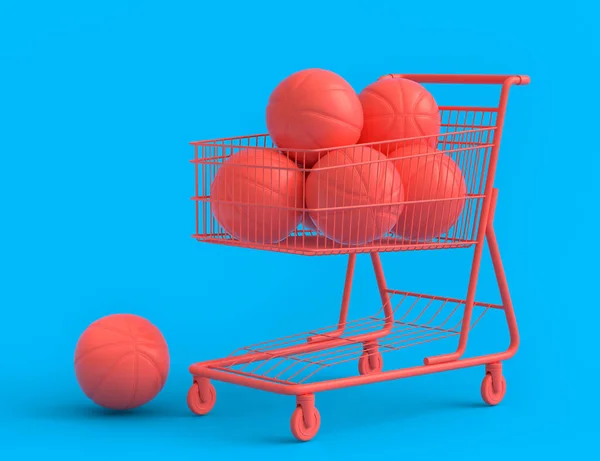Комплект Мяч Баскетбол Американский Футбол Гольф Корзину Покупок Монохромном Фоне — стоковое фото