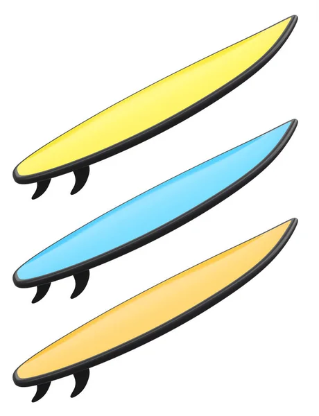 Set Surfplanken Voor Zomer Surfen Een Surfplank Het Strand Witte — Stockfoto