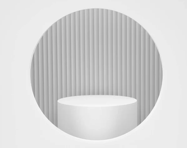 Подиум Белого Пастельного Цилиндра Ступенями Монохромном Фоне Рендеринг Абстрактного Реалистичного — стоковое фото