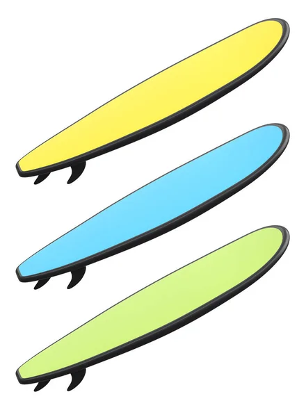 Набір Дошки Літнього Серфінгу Дошці Серфінгу Пляжі Білому Тлі Візуалізація — стокове фото
