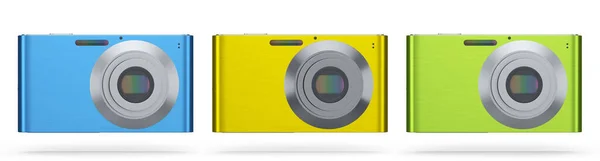 Set Van Compacte Pocket Digitale Camera Voor Zomervakantie Geïsoleerd Witte — Stockfoto