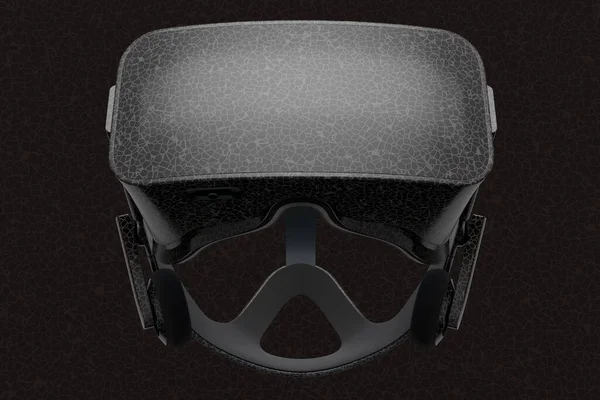 Realistic virtual reality glasses with black marble texture isolated on dark background. 3d render 3D render of streaming gear for cloud gaming and gamer workspace concept