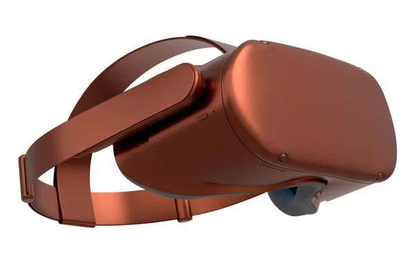 Realistische Virtual Reality Bril Met Bronzen Chroom Textuur Geïsoleerd Witte — Stockfoto