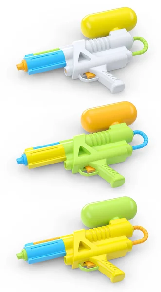 Набір Пластикової Водяної Іграшки Гри Басейн Білому Тлі Візуалізація Концепції — стокове фото