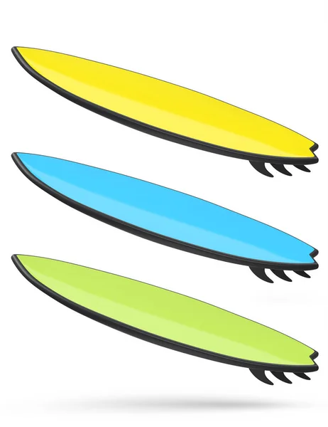 Набір Дошки Літнього Серфінгу Дошці Серфінгу Пляжі Білому Тлі Візуалізація — стокове фото