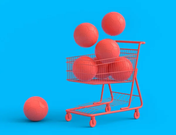 Set Ball Basketball American Football Golf Shopping Cart Monochrome Background — 图库照片
