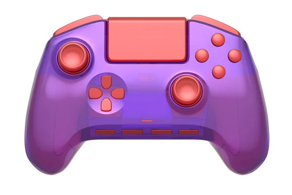Realistische Video Game Joystick Met Violette Chroom Textuur Geïsoleerd Violette — Stockfoto