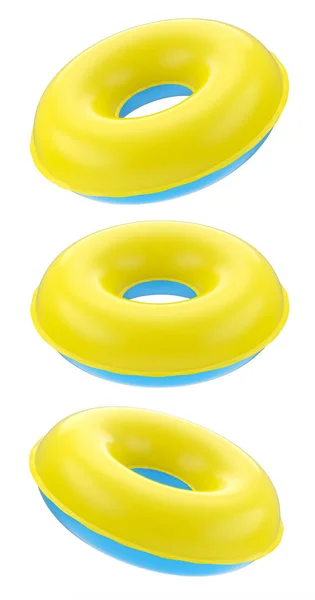 Set Inflatable Rings Kids Swimming Pool Summer Holidays White Background — Stock Photo, Image
