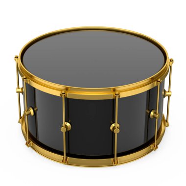 Beyaz arka planda gerçekçi davul. 3D render müzik aleti, davul makinesi konsepti.