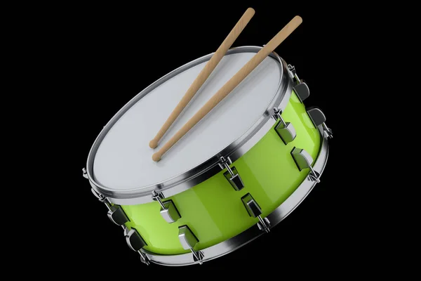 Realistic Drum Wooden Drum Sticks Black Background Render Concept Musical — Stock Photo, Image