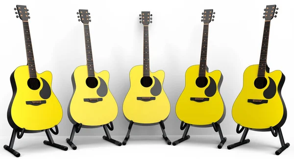 Set Electric Acoustic Guitar Isolated White Background Render Concept Rock — Stock Photo, Image