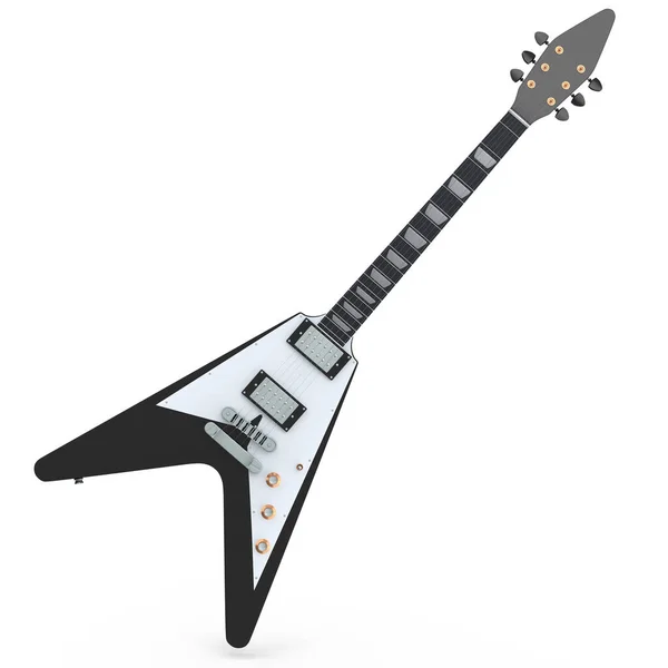 白を基調としたエレクトリック アコースティック ギター 音楽ショップのための重い金属ギターとロックフェスティバルポスターのための概念の3Dレンダリング — ストック写真