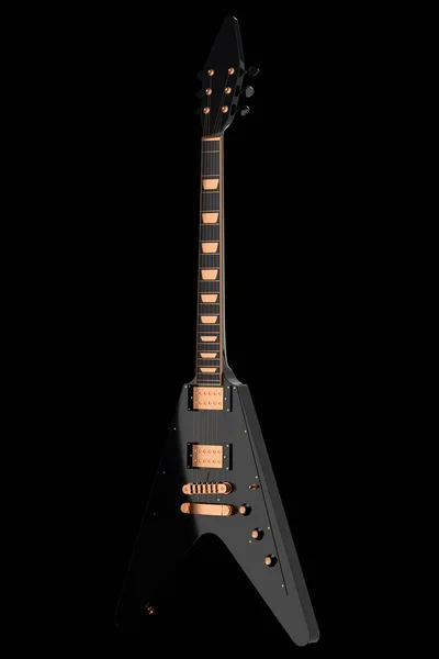 ブラックを基調としたエレクトリック アコースティック ギターのクローズアップ 音楽ショップのための重い金属ギターとロックフェスティバルポスターのための概念の3Dレンダリング — ストック写真