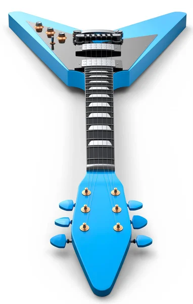 クローズアップ白を基調としたエレクトリック アコースティック ギター 音楽ショップのための重い金属ギターとロックフェスティバルポスターのための概念の3Dレンダリング — ストック写真