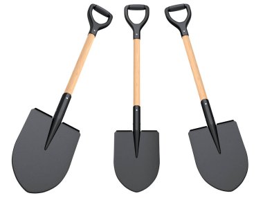 Bahçedeki bahçıvan ve saksılar için beyaz arka planda bahçe aletleri ve malzemeler. 3D bahçe işleri ve tarım malzemeleri kavramı