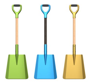 Bahçedeki bahçıvan ve saksılar için beyaz arka planda bahçe aletleri ve malzemeler. 3D bahçe işleri ve tarım malzemeleri kavramı