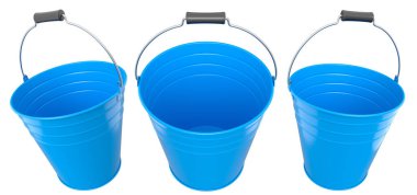 Bahçedeki bahçıvan ve saksılar için beyaz arka planda bahçe aletleri ve malzemeler. 3D bahçe işleri ve tarım malzemeleri kavramı