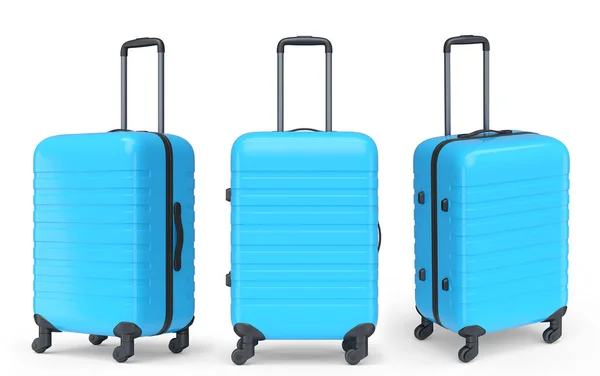 Set Bagagli Con Accessori Mare Vacanze Estive Sfondo Bianco Rendering — Foto Stock