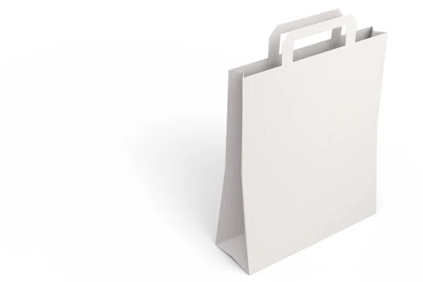 Opgevouwen Kraftpapieren Tas Met Handvat Geïsoleerd Witte Achtergrond Render Concept — Stockfoto