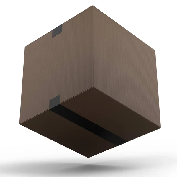 段ボール箱または白地に隔離されたカートンギフトボックス 倉庫へのエクスプレス配送 小包とオンラインショッピングの3Dレンダリングコンセプト — ストック写真