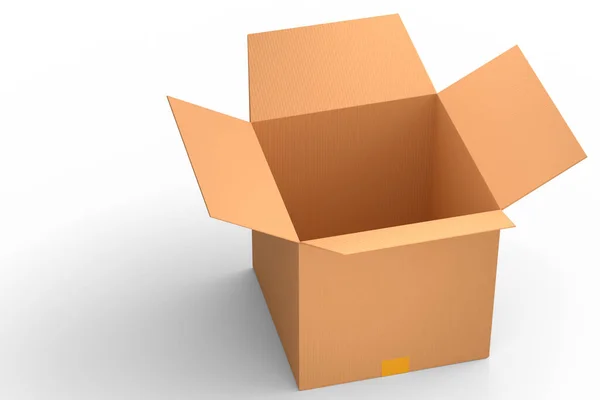 Kartónová Krabice Nebo Kartónová Dárková Krabice Izolované Bílém Pozadí Vykreslení — Stock fotografie
