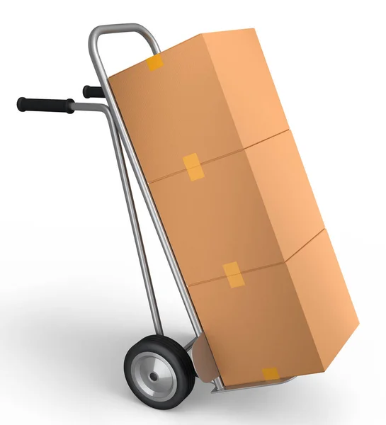 Airport Luggage Cart Baggage Trolley Side Stack Cardboard Boxes Cartons — Photo