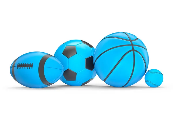 Синій Баскетбол Американський Футбол Гольф Ізольовані Білому Тлі Рендеринг Спортивних — стокове фото
