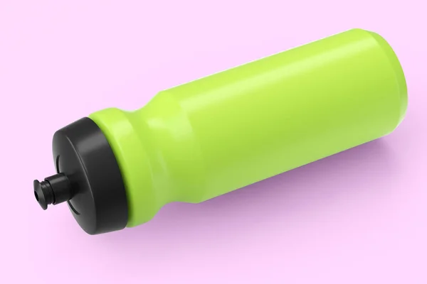 绿色塑料运动振动器蛋白质饮料分离出来的粉红色背景 运动食品鸡尾酒容器三维渲染 — 图库照片