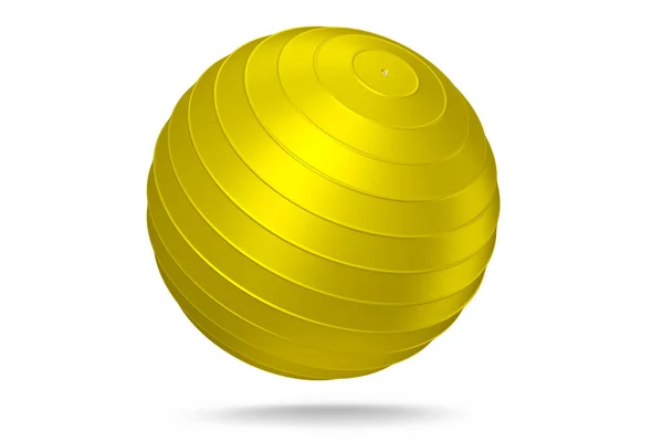 Žluté Fitball Nebo Fitness Míč Izolované Bílé Pozadí Vykreslování Sportovního — Stock fotografie