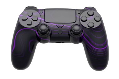 Beyaz arka planda pürüzsüz dalgalı desenli gerçekçi video oyunu joystick 'i. Bulut oyunu ve oyun alanı çalışma alanı konsepti için 3B yayın ekipmanı oluşturma