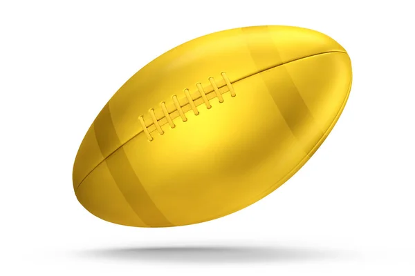 Gold American Football Ball Isolated White Background Rendering Sport Accessories — 스톡 사진