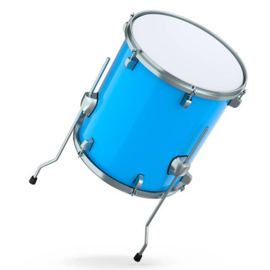 Beyaz arka planda gerçekçi davul. 3D render müzik aleti, davul makinesi konsepti.