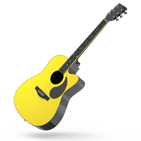 Electric Acoustic Guitar Isolated White Background Render Concept Rock Festival — Stock Photo, Image