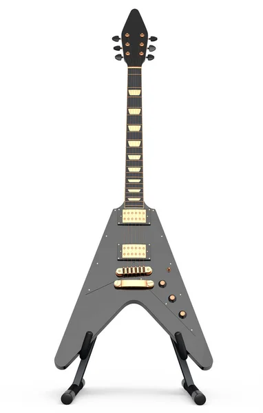 Guitarra Acústica Elétrica Stand Isolado Fundo Branco Renderização Conceito Para — Fotografia de Stock