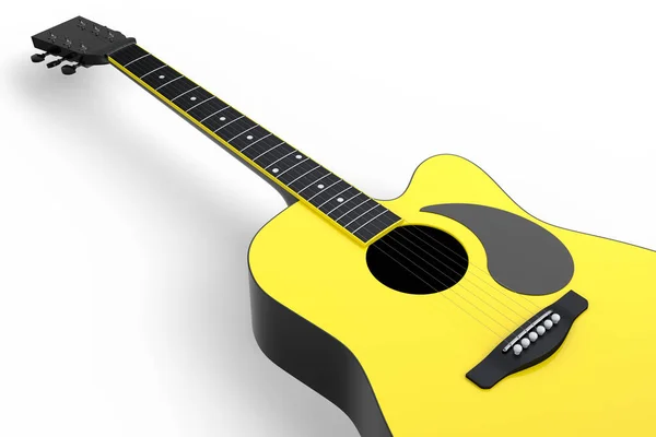 Close Guitarra Acústica Isolada Sobre Fundo Branco Renderização Conceito Para — Fotografia de Stock