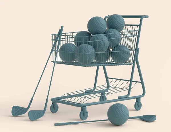 Set Ball Basketball American Football Golf Shopping Cart Monochrome Background — ストック写真