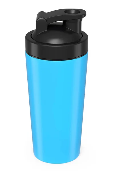 Niebieski Plastikowy Shaker Sportowy Napoju Białkowego Izolowany Białym Tle Renderowanie — Zdjęcie stockowe