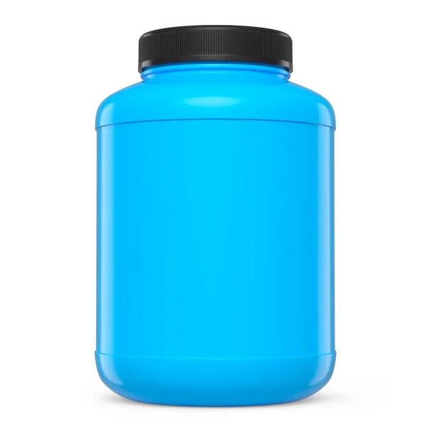 Frasco Plástico Azul Para Nutrición Deportiva Proteína Suero Leche Polvo — Foto de Stock
