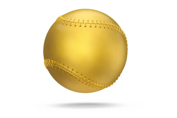 Złota Softball Lub Piłka Baseballowa Izolowane Białym Tle Renderowania Akcesoriów — Zdjęcie stockowe