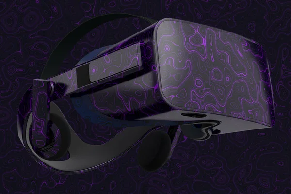 Realistische Virtual Reality Brille Mit Nahtlosem Wellenmuster Isoliert Auf Dunklem — Stockfoto